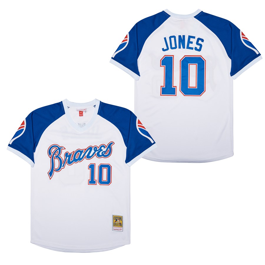 Men Atlanta Braves #10 Jones white Game 2022 throwback MLB Jersey